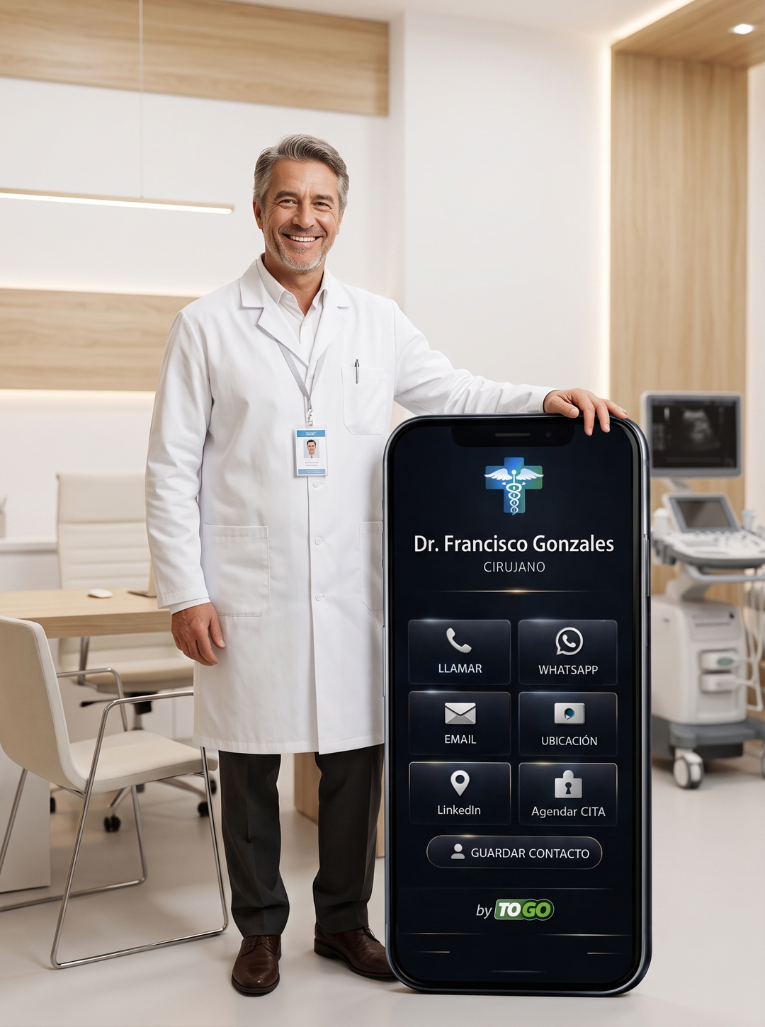 Médico con tarjeta digital TO GO